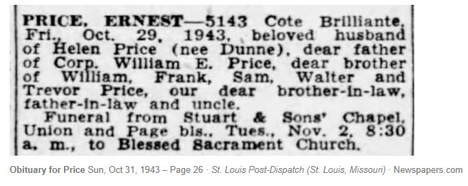 Ernest Price obituary